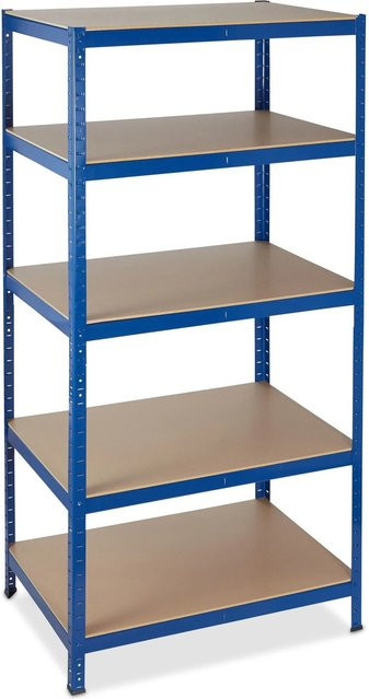 Relaxdays Schwerlastregal aus Metall und MDF in Blau und Braun, höhenverstellbar und teilbar, H x B x T: 180 x 90 x 60 cm - Bild 1
