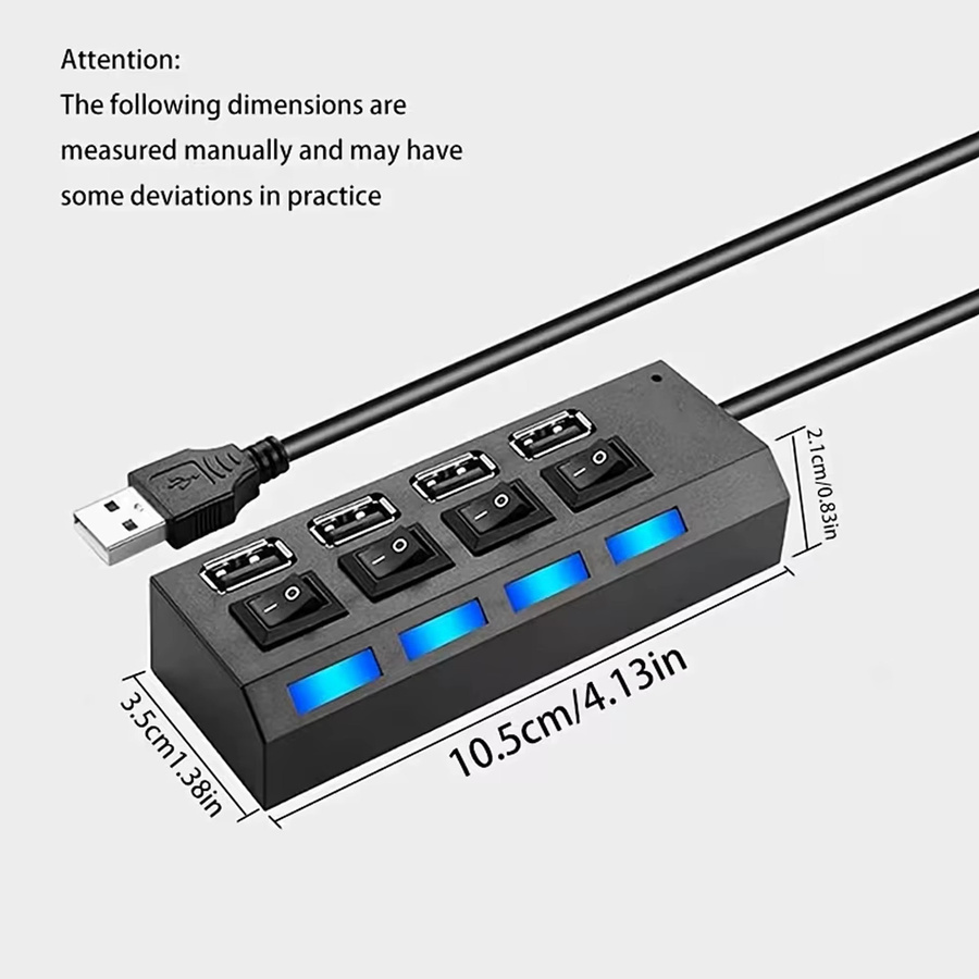 USB 2.0 4-Port-Splitter mit Anti-Burnout-Schutz und Hochgeschwindigkeits-Synchronübertragung in Schwarz für PC, Laptop und andere Geräte - Bild 5