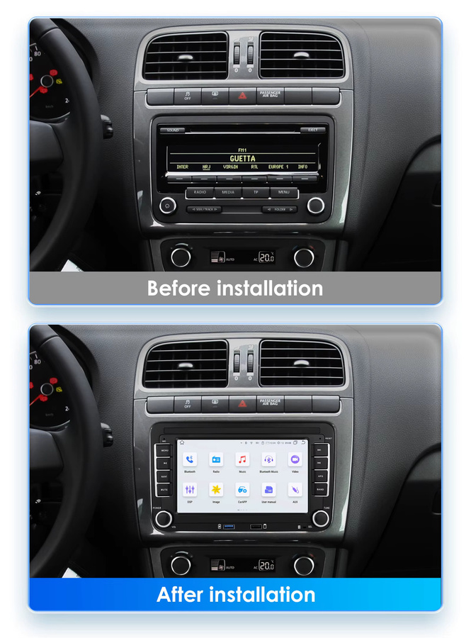 OSSURET Android Autoradio-Player mit Carplay, USB, WiFi und GPS in Schwarz für VW Polo, Golf 5, 6, Passat, Jetta, Tiguan, Touran, Sharan und Scirocco - Bild 3
