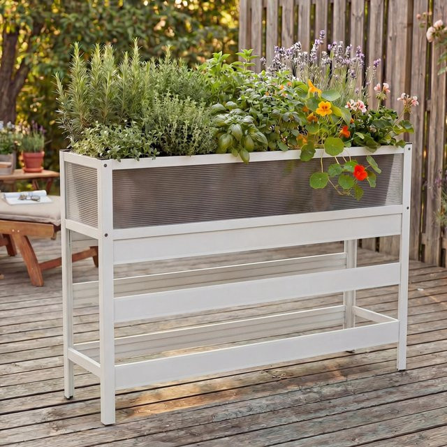 Hochbeet MCW-P96 aus Aluminium in Weiß, B/T/H: 120 x 82 x 30 cm - Bild 1