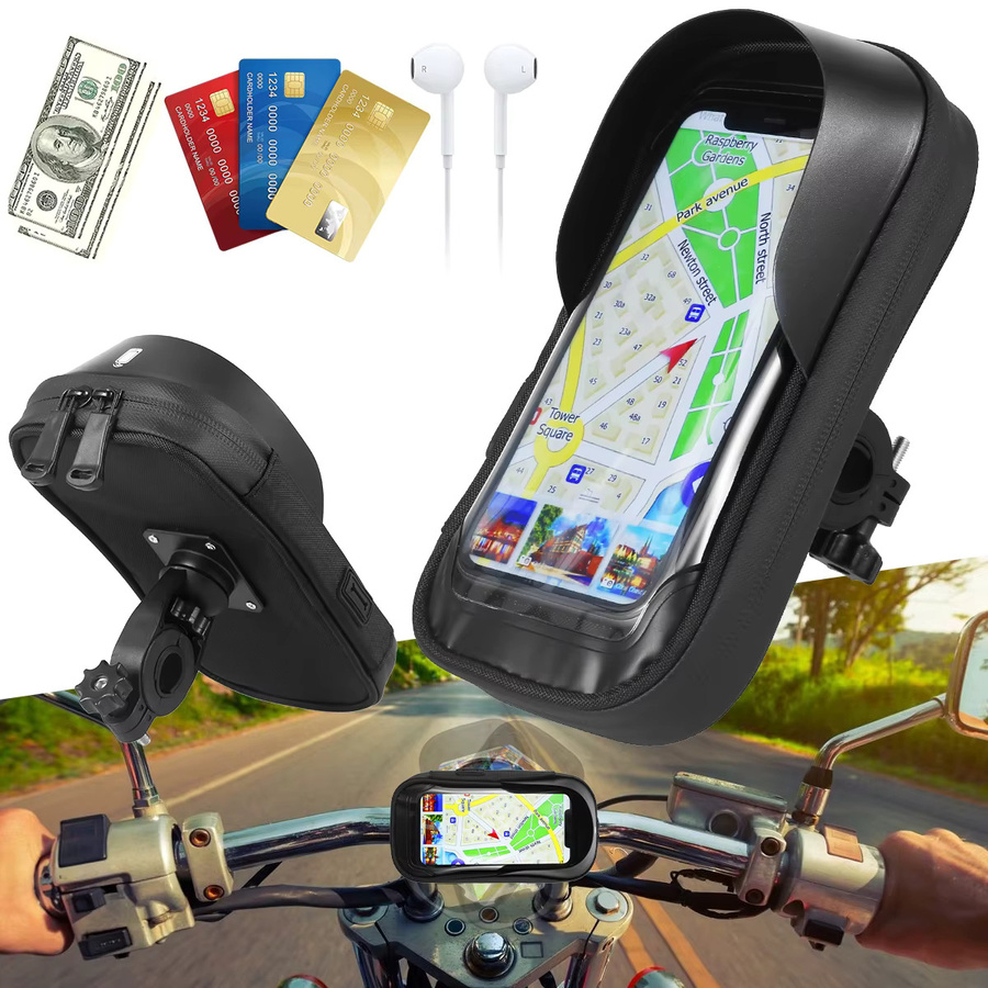 Wasserdichter Fahrrad-Telefonhalter für iPhone und Motorrad, 360 Grad drehbarer Handy-Hüllenrahmen in Schwarz - Bild 2
