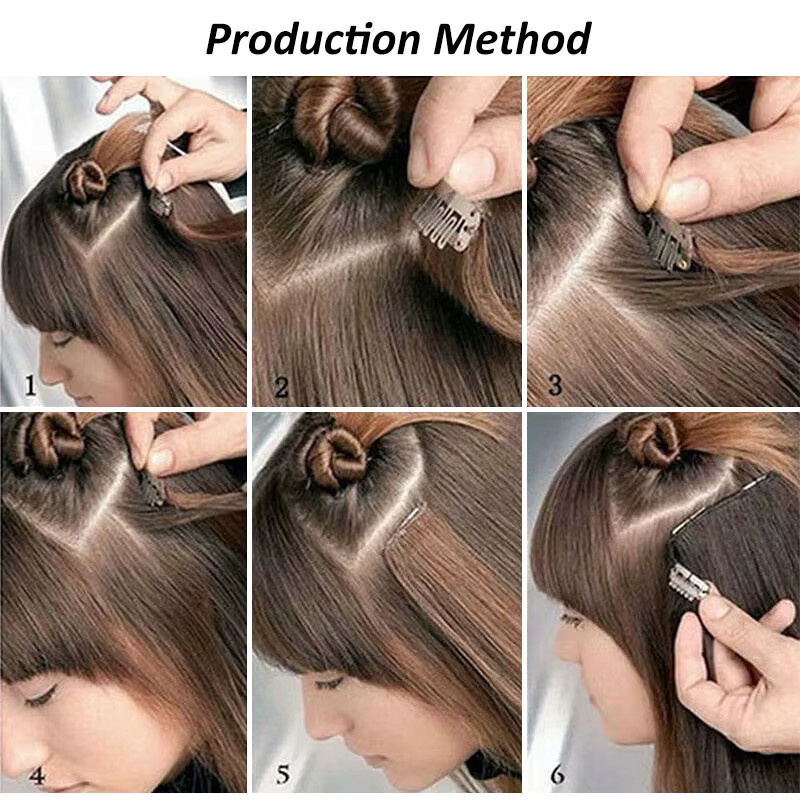 WIGSIN Haarverlängerung, 24 Zoll, synthetisch, 7 Teile, schwarz blond, Damen - Bild 5