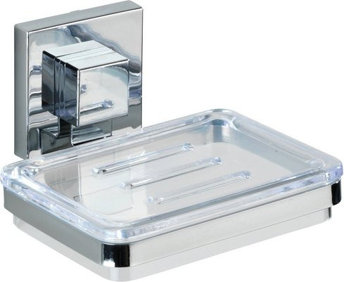 WENKO Seifenablage Vacuum-Loc Quadro aus Edelstahl in Silber, Wandmontage - Bild 1
