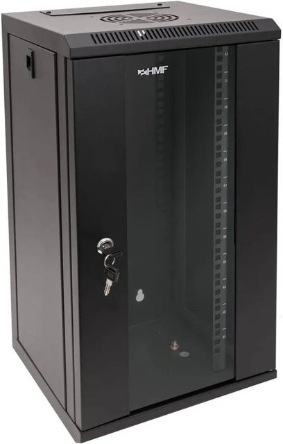 HMF Serverschrank Netzwerkschrank 12HE Wandgehäuse 10 Zoll Schwarz - Bild 1