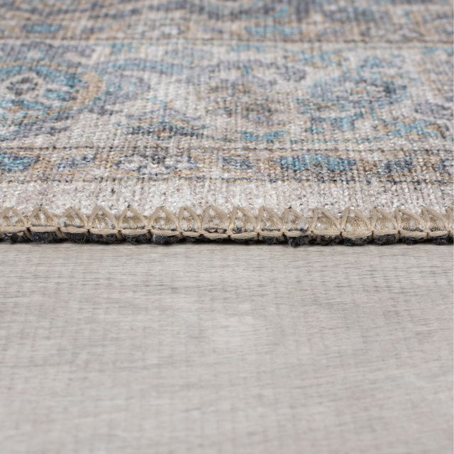 Waschbarer Teppich Kadima Design in Blau mit Medaillon-Muster, B/T: 190 x 290 cm - Bild 1