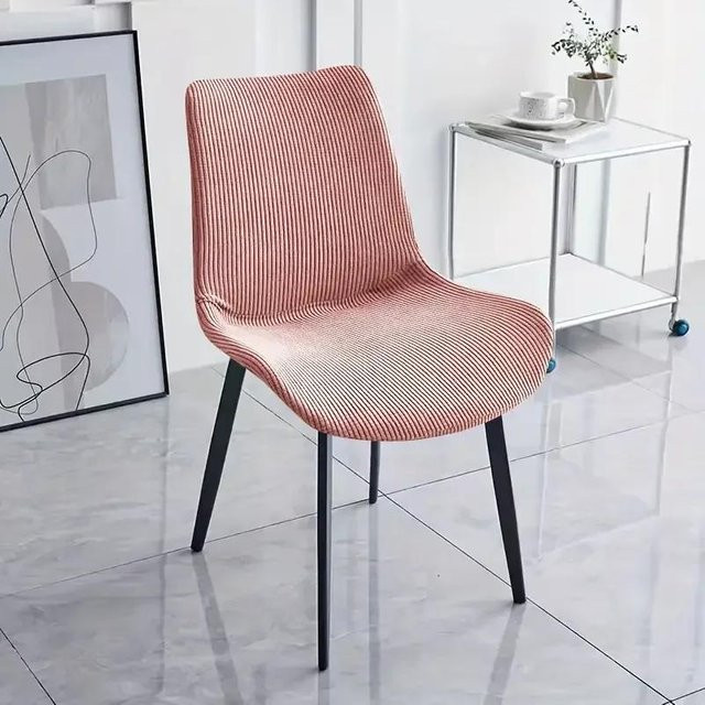Elastischer Jacquard Esszimmerstuhlbezug für Stühle mit gebogener Rückenlehne in Rot - Bild 1