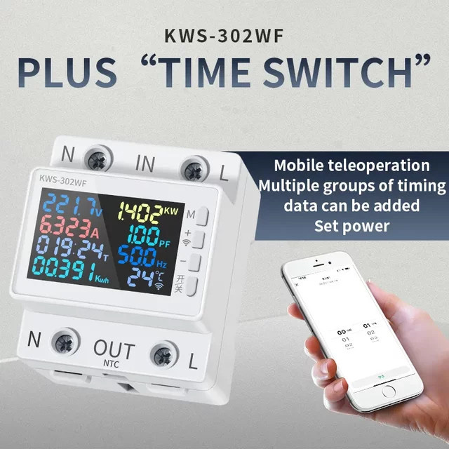Tuya Smart WiFi 8in1 Power Meter 2P AC Energie Messgerät mit App-Steuerung, Farbe: Weiß, 170-270V/63A - Bild 1