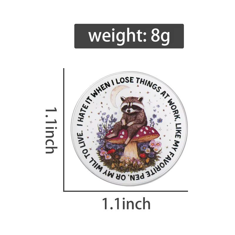 Brosche Waschbär-Pilz-UV-Druck, Panda-Schmuck, Miss Zoe - Bild 2