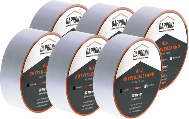 Daprona Butylband Reparaturband Dichtband wasserdicht in Silber, Breite: 50 mm, Länge: 10 m - Bild 1