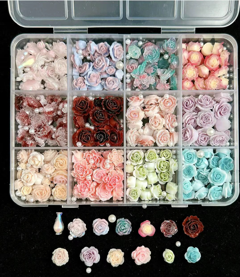 HotPress Nail Charms 3D Mixed Resin Rose Flower, Glänzend - Bild 2