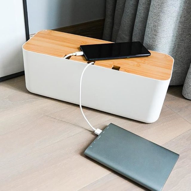CIKONIELF Aufbewahrungsbox für Kabel mit Staubschutz und Wärmeableitung, Weiß - Bild 1