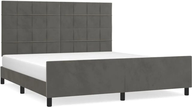 vidaXL Bettgestell mit Kopfteil aus Samt in Dunkelgrau, B/T/H: 180 x 200 x 128 cm - Bild 1