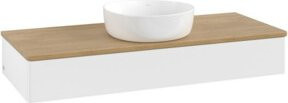 V&B Waschtischunterschrank Antao ohne Frontstruktur, Eiche Honig, Weiß lackiert, B/T/H: 120 x 50 x 19 cm - Bild 1