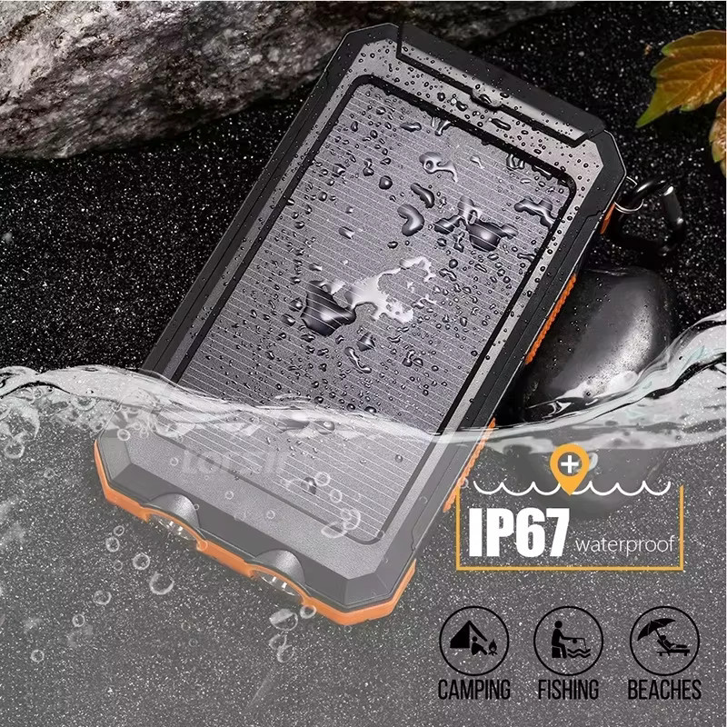 Solar Power Bank 20000 mAh Tragbare Externe Batterie mit Schneller Aufladung und LED-Licht in Schwarz und Grün - Bild 4