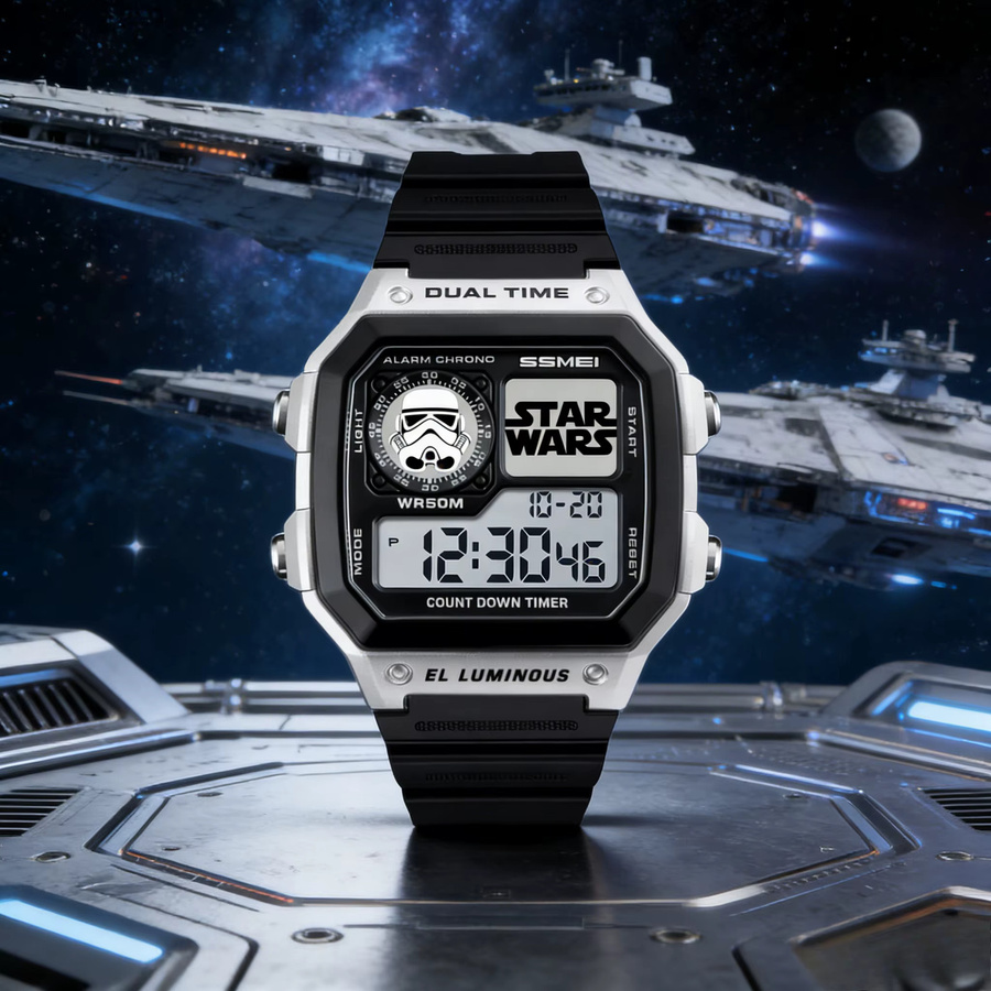 Star Wars Chrono-Armbanduhr, Digitaluhr, Schwarz, Silikon, Herren - Bild 5