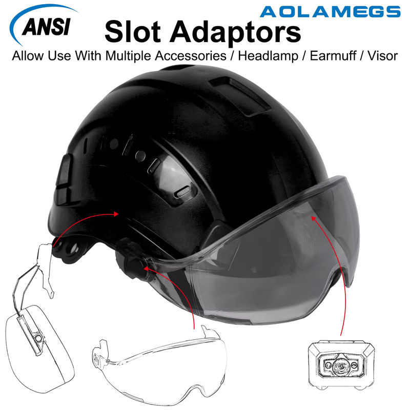 Aolamegs CE-Schutzhelm mit integrierter Schutzbrille aus ABS-Kunststoff in Rot oder Schwarz - Bild 4