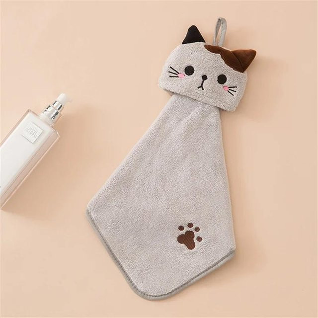 Saugfähiges Küchenputztuch mit Katzenmotiv aus Korallenfleece in Grau von Yiran bag - Bild 1