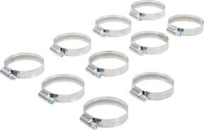 BGS Schlauchklemmen aus rostfreiem Edelstahl in Silber, 10-teiliges Set, Durchmesser: 32 mm, Breite: 50 mm - Bild 1