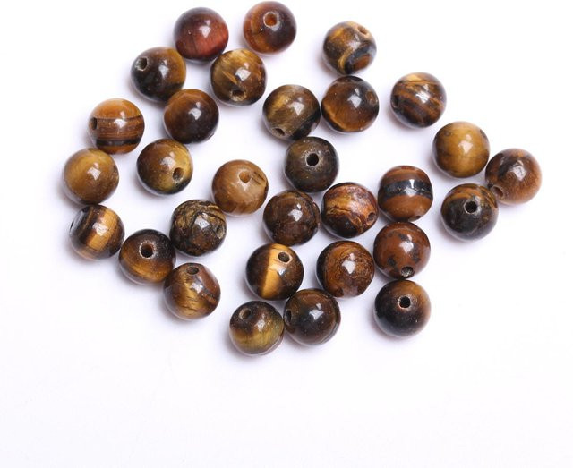 Natursteinperlen Tigerauge, rund, 6 mm - Bild 1