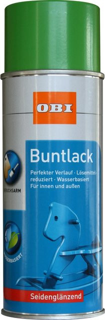 OBI Buntlack Spray RAL 6018 Gelbgrün, seidenglänzend, wasserbasiert, 400 ml - Bild 1