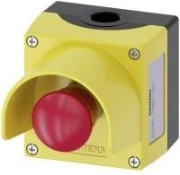 Siemens SIRIUS ACT Not-Aus-Schalter im Gehäuse mit Schutzkragen, 2 Öffner, Farbe Rot/Gelb, IP69K, Metall, 3SU1851-0NB00-2AC2 - Bild 1