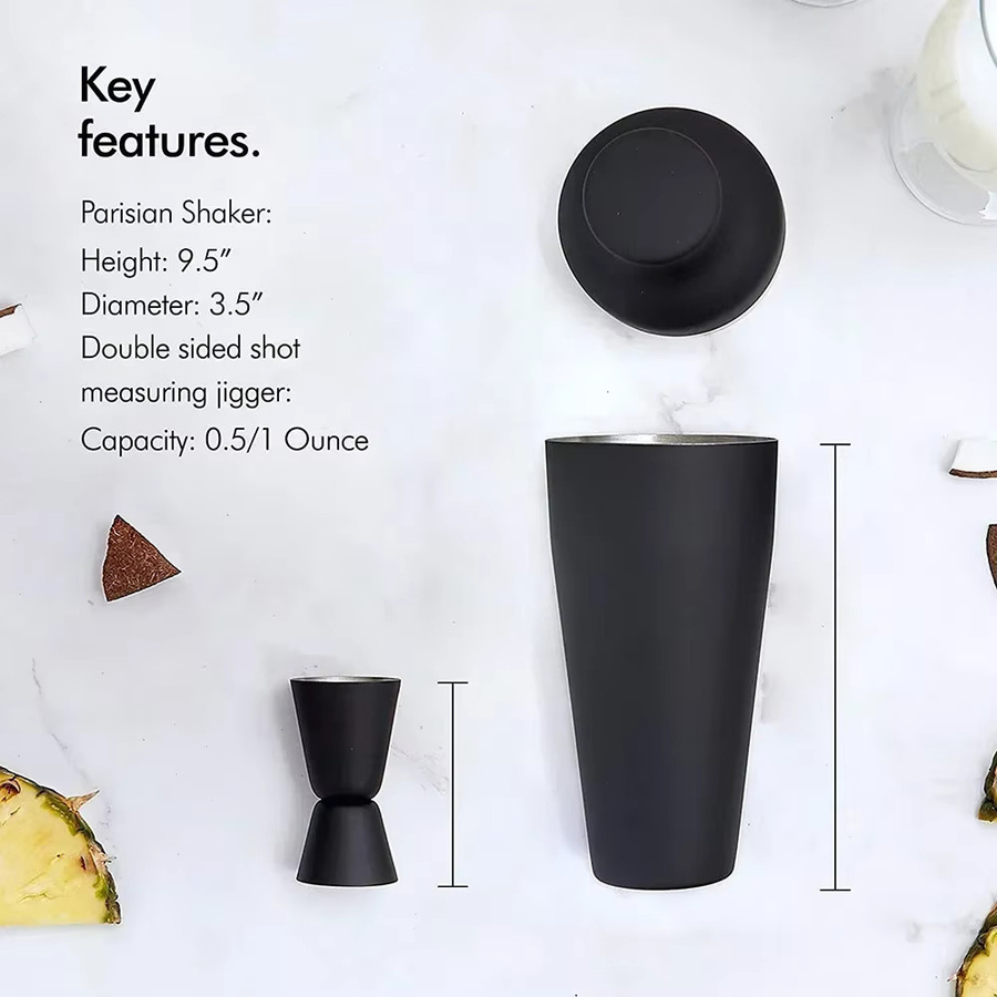 8-teiliges Cocktail-Shaker-Set aus Edelstahl in Mattschwarz für deine Hausbar - Bild 4