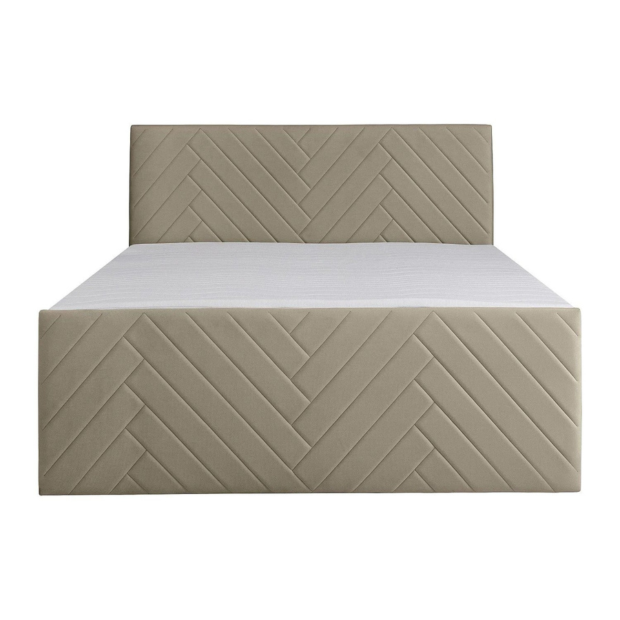 Vente-unique Boxspringbett Makana in Taupe und Beige mit Samtbezug, B/T: 180 x 200 cm - Bild 2