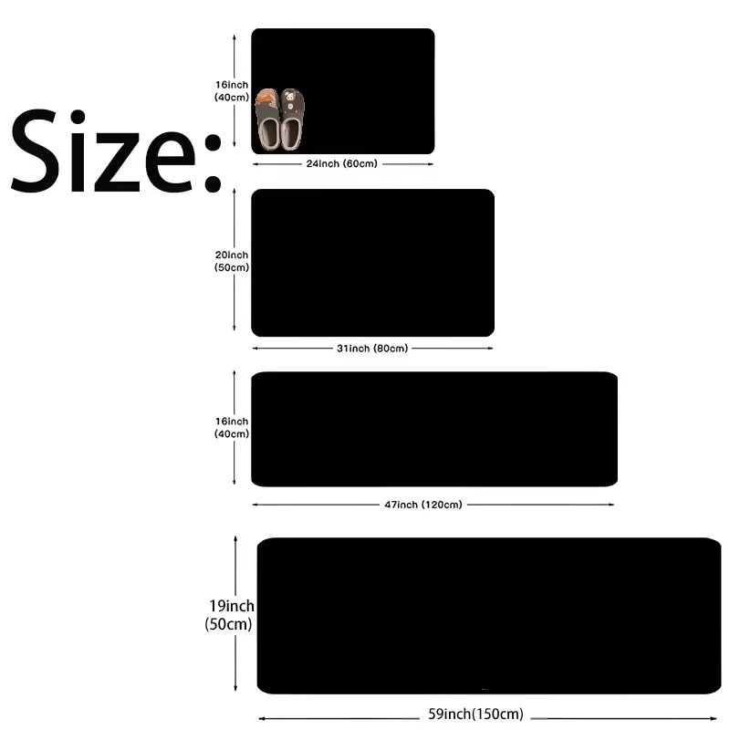 3-teiliges Set rutschfeste Küchenmatten mit modernem Grafikdesign in Schwarz für Eingangsbereich und Waschraum - Bild 4
