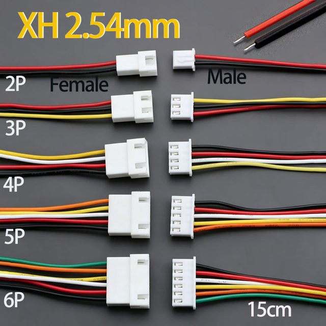 JCD XH 2,54 mm Stecker-Buchse-Verbinder Set mit Kabel, Batterieladekabel, Länge: 15 cm - Bild 1