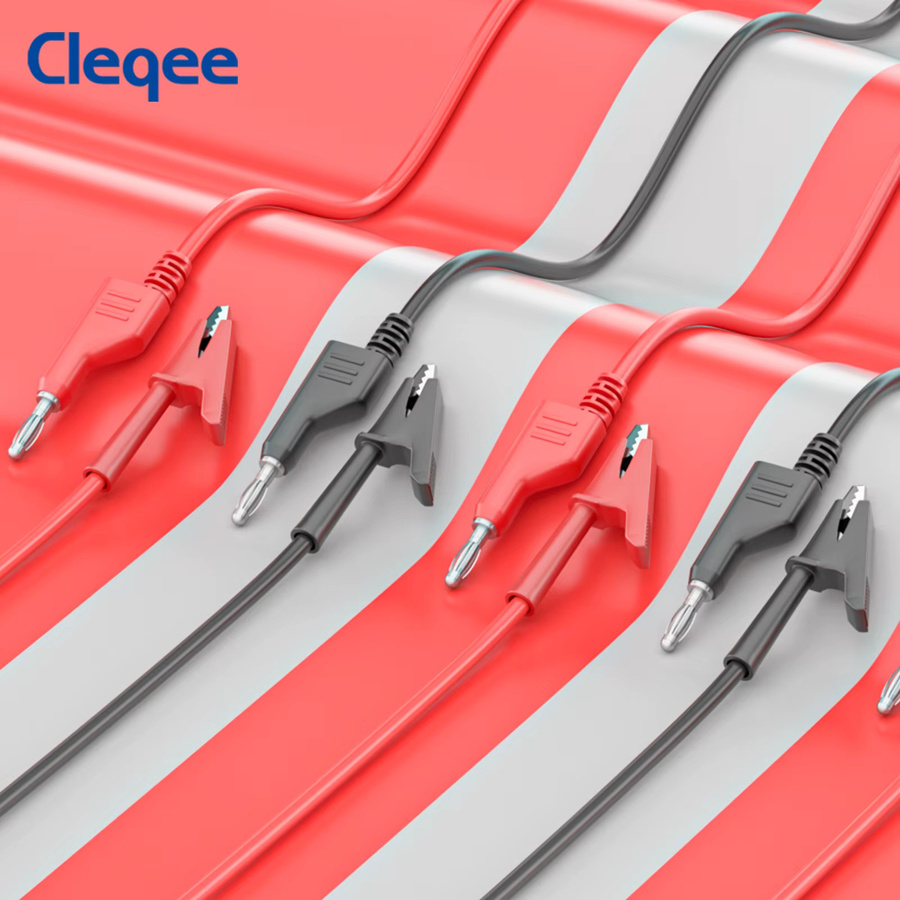 Cleqee P1037 Messleitungen-Set mit 4mm Bananensteckern und Krokodilklemmen in Rot, 2 Stück, 1000V/15A - Bild 4