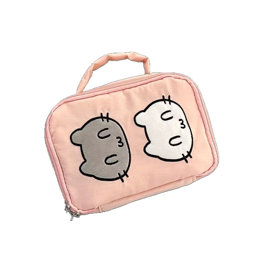 Happy Cat Kosmetiktasche Rosa mit niedlichem Cartoon-Design als tragbare Aufbewahrungstasche und Federmäppchen - Bild 2