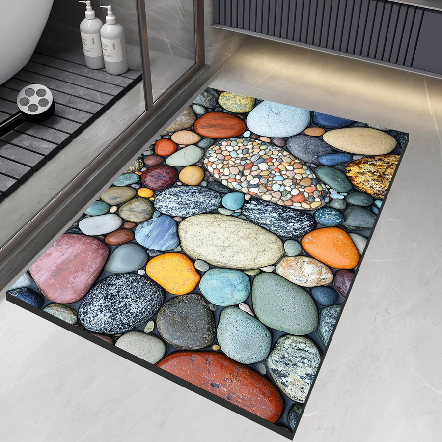 Saugfähige Diatomit Badematte im Steindesign, rutschfest und schnelltrocknend, B/B: 45 x 70 cm - Bild 2