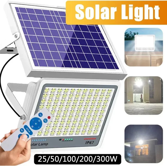 Swiatla Pro 600LED Solarlampe mit Bewegungssensor, weißer Solar-LED-Flutlichtstrahler für den Garten und Außenbereich, wasserdicht - Bild 1