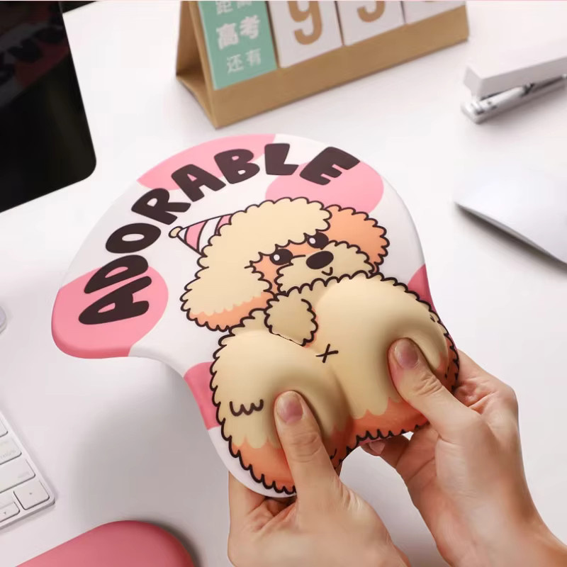 Kawaii Anime Mauspad mit Handballenauflage aus Gel-Silikon in Pink für Gaming und Büro - Bild 2
