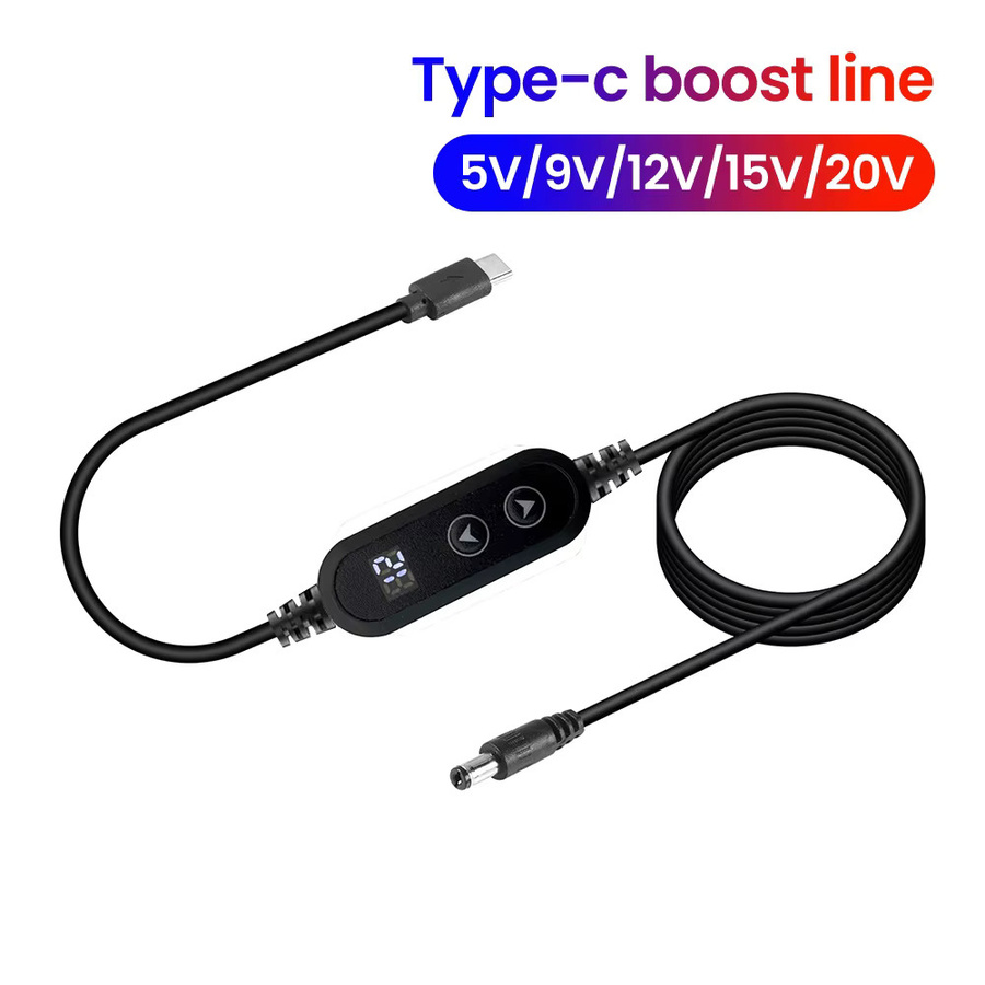 Elough USB C zu DC Power Boost Kabel Schwarz, Step-up Adapter für schnelles Laden von 5V bis 20V, ideal für Wifi Router - Bild 2