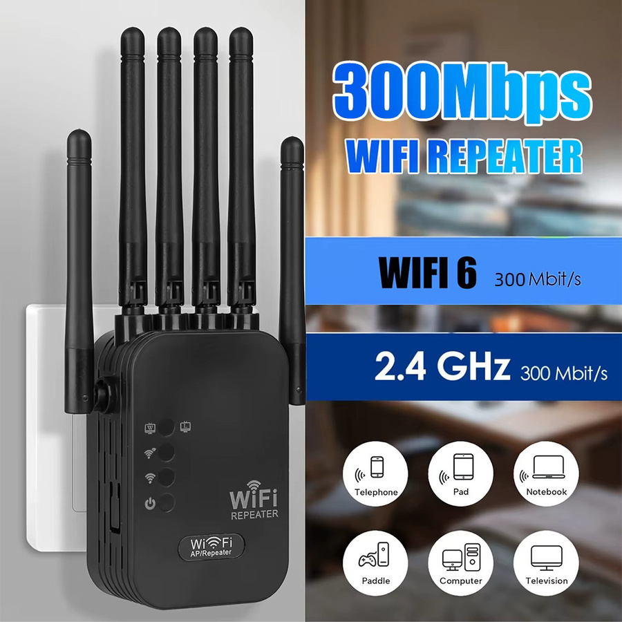 Regaton WLAN Repeater Single-Band 2,4 GHz Wi-Fi Signalverstärker Schwarz - Bild 2
