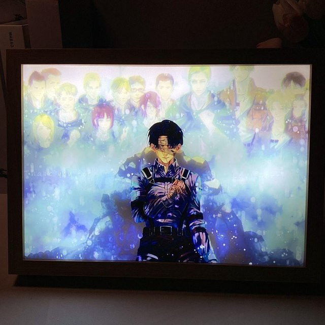 Krasivoyee Attack on Titan LED-Nachtlicht Light Painting mit Levi, Mikasa und Eren in Weiß, dimmbar und per Touch bedienbar - Bild 1