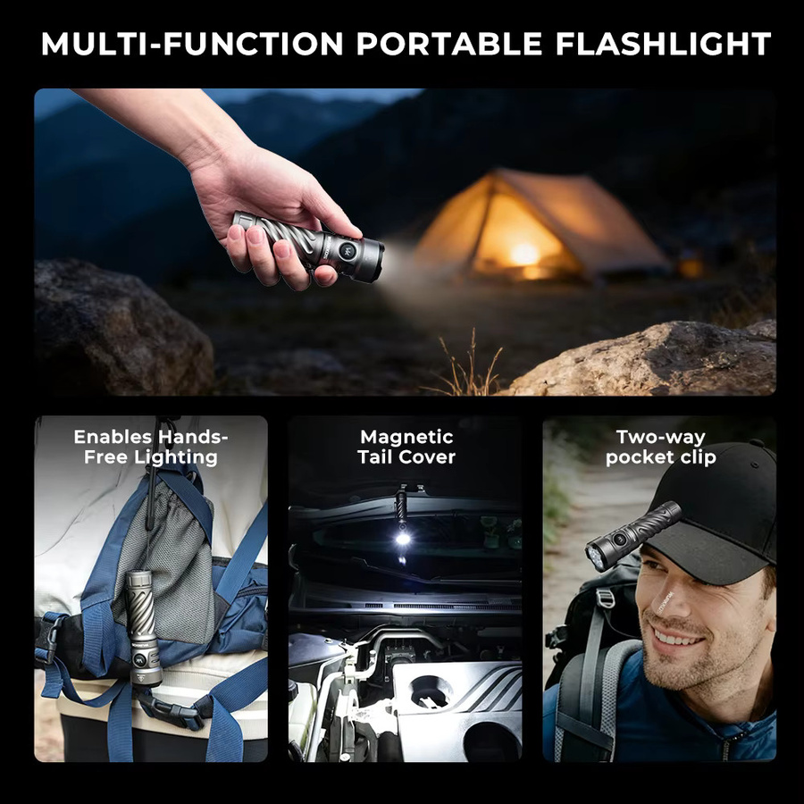 Wurkkos TS26 Professionelle Outdoor-Taschenlampe mit 3400 Lumen, RGB-Beleuchtung, IPX8 Wasserdichtigkeit, USB-C wiederaufladbar und magnetischer Endkappe - Bild 4