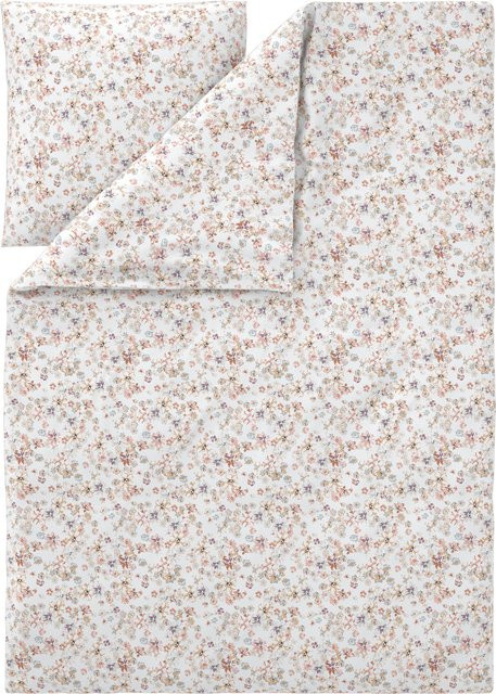 LIVARNO Mako-Satin Bettwäsche Set Blumen Weiß, B/H: 135 x 200 cm - Bild 1