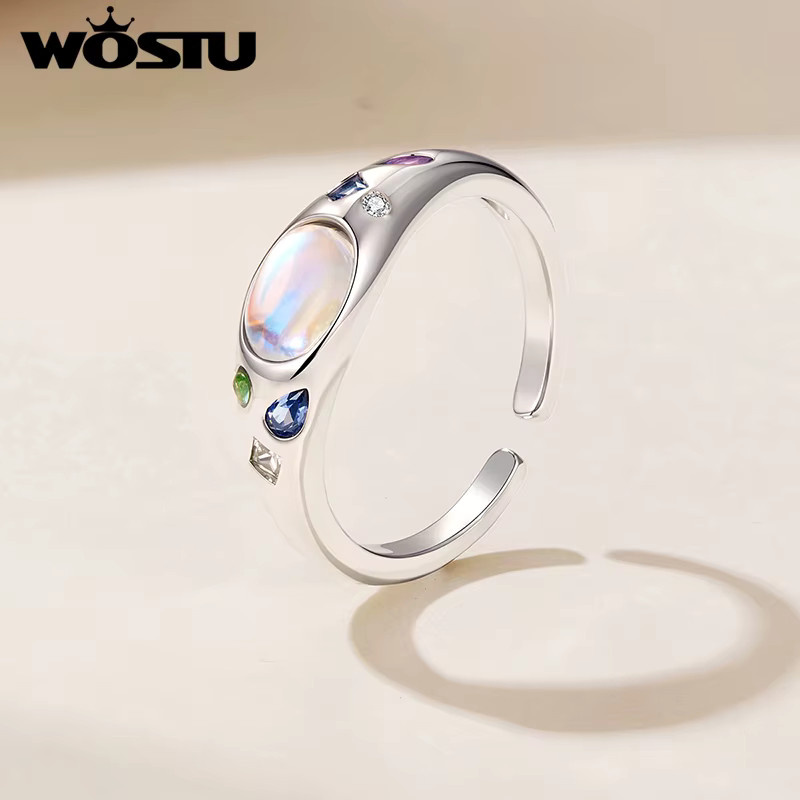 WOSTU Statement-Ring, Mondstein, Platin, Damen - Bild 3