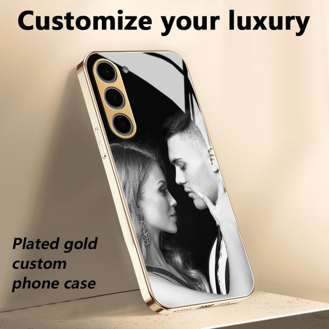 Personalisierte Samsung Galaxy Handyhülle mit Fotospiegelglas in Gold für S25 S24 S23 S22 S21 Ultra FE Plus Edge und weitere Modelle - Bild 1