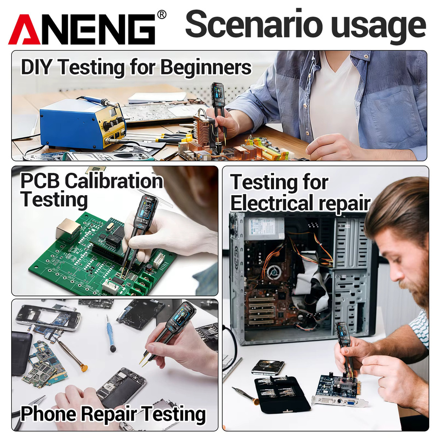 ANENG GN703 Digitales LCR-Bridgemeter in Schwarz: Tragbares USB-aufladbares Messgerät mit Diodentester für die Elektronik-Reparatur (100Hz, 1KHz, 10KHz) - Bild 3