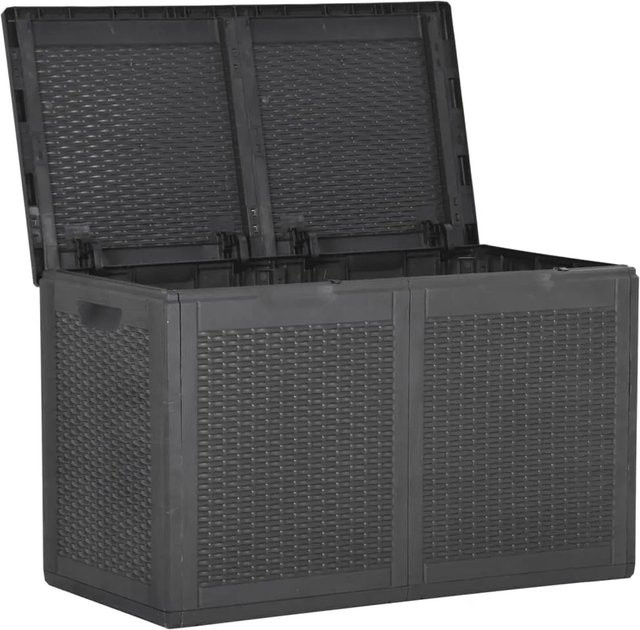 vidaXL Garten-Aufbewahrungsbox aus Kunststoff in Schwarz mit 180 l Volumen im Rattan-Design - Bild 1