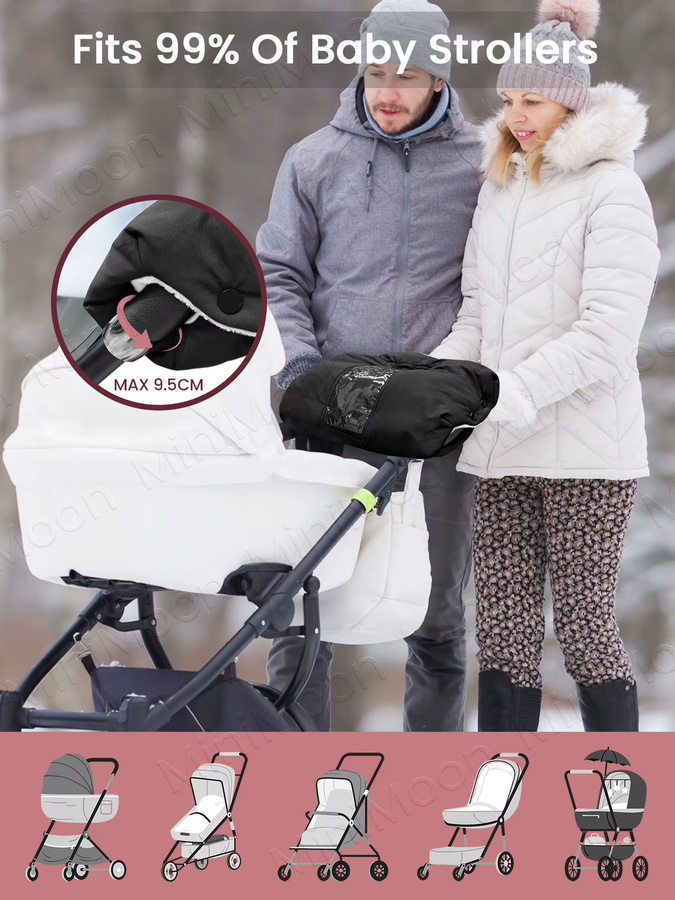 Kisslanding Kinderwagenmuffen Wetterfeste Winterhandschuhe für den Kinderwagen in 2 Varianten mit oder ohne Handytasche - Bild 6