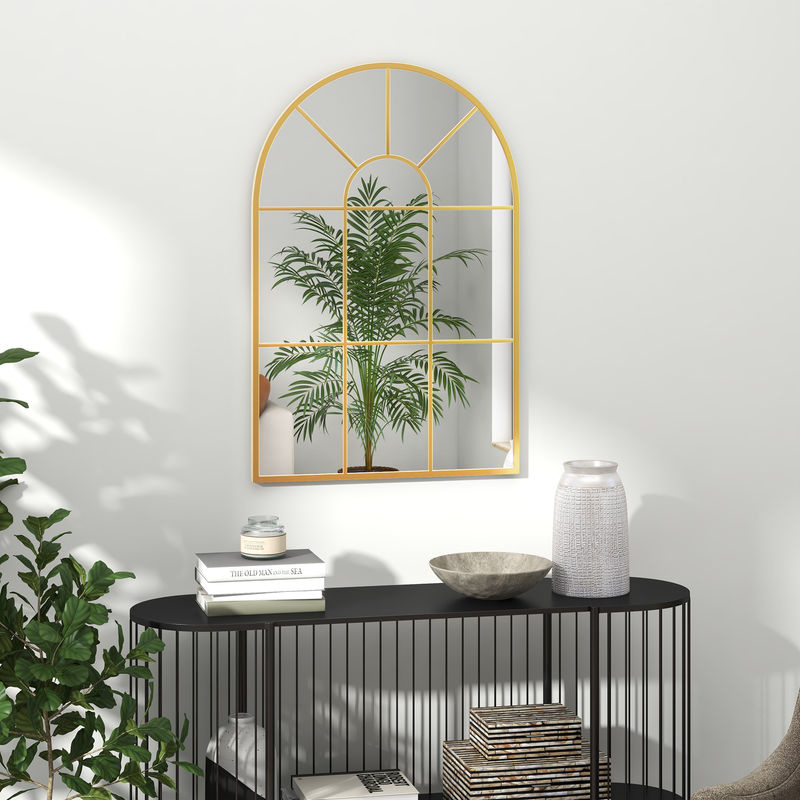 HOMCOM Wandspiegel Fensterspiegel in Gold mit Metallrahmen, B: 91 cm, H: 60 cm - Bild 2