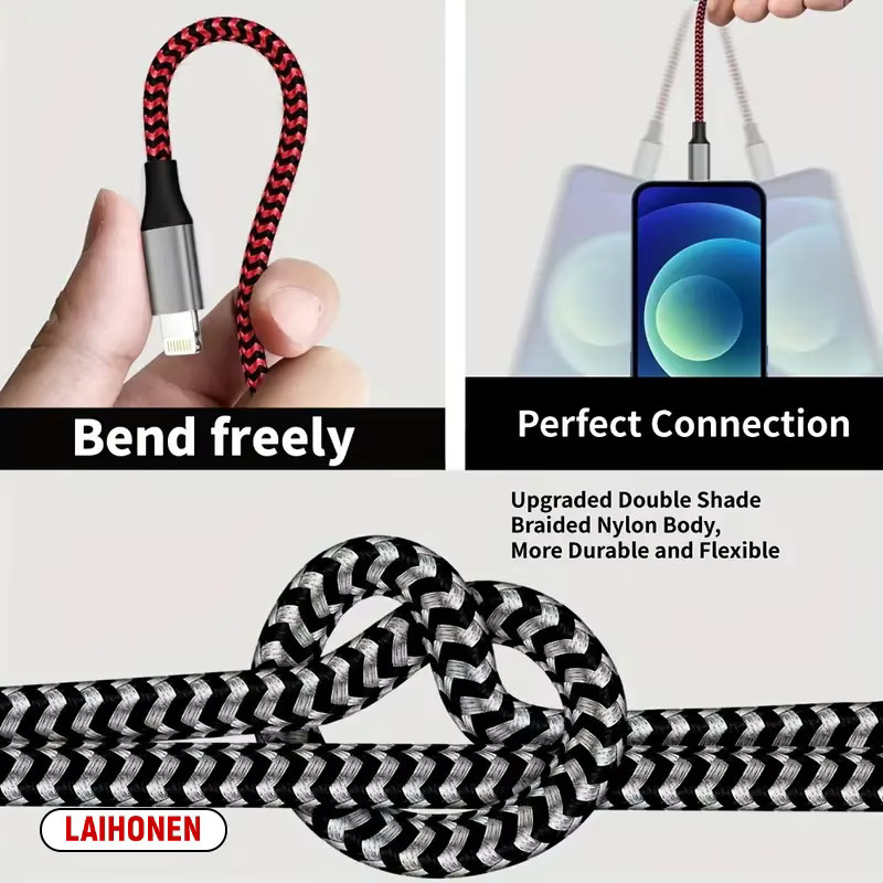 LAIHONEN USB-iOS-Datenladekabel für iPhone in Weiß mit Schnellladefunktion - Bild 2
