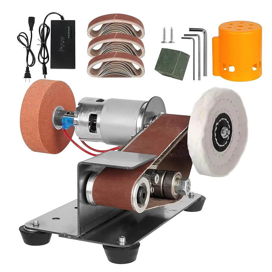 TKKEACE Mini Elektro-Bandschleifer Tischschleifer Polierer aus Edelstahl in Silber mit 7 Gängen und 4000-9000 U/min für Holz, Metall und Acryl - Bild 9