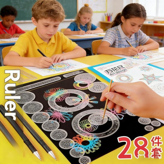 Spirograph Zeichenset, 28-teiliges Set, Original Blechdose Design - Bild 1
