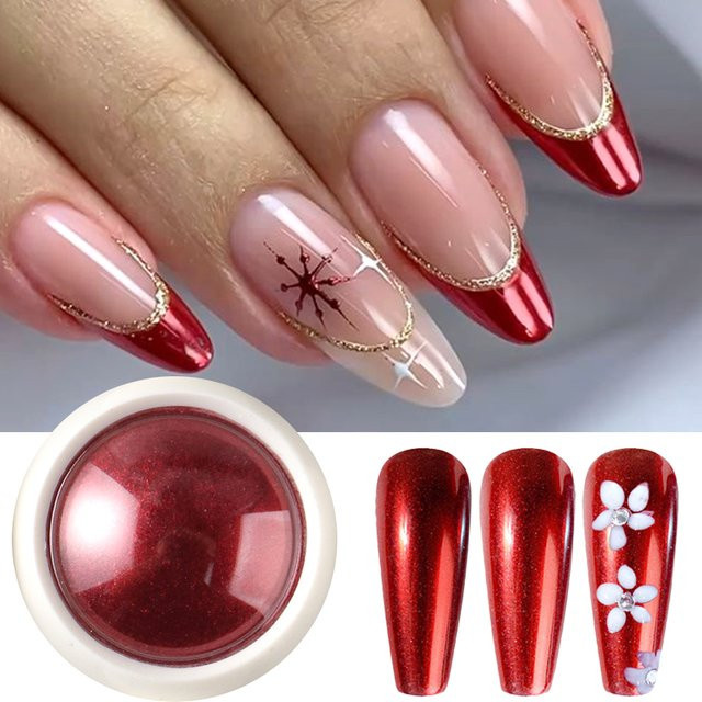 Full Beauty Nagelpulver Pigment Red Chrome Metallic, Unisex - Bild 1