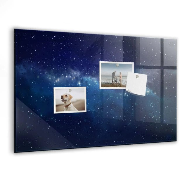 Tulup Glasmagnettafel Dunkler Himmel Sterne, beschreibbares Whiteboard aus Glas, B/H: 60 x 40 cm - Bild 1